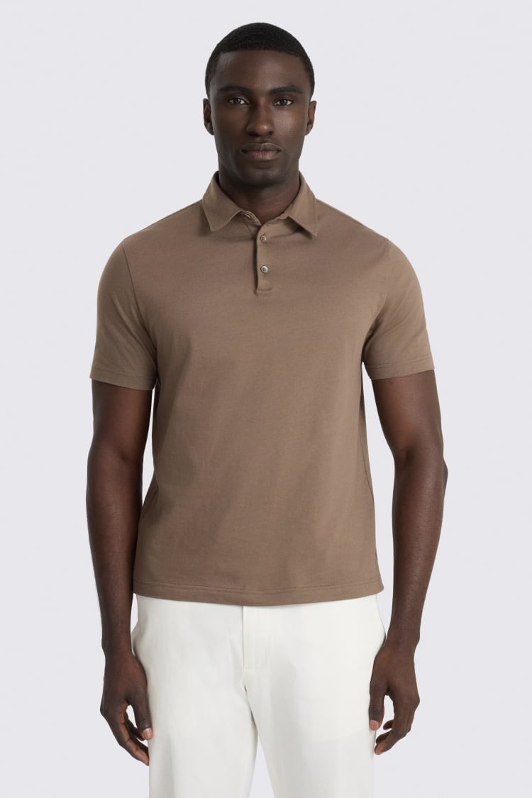 Brown Cotton Jersey Polo Shirt